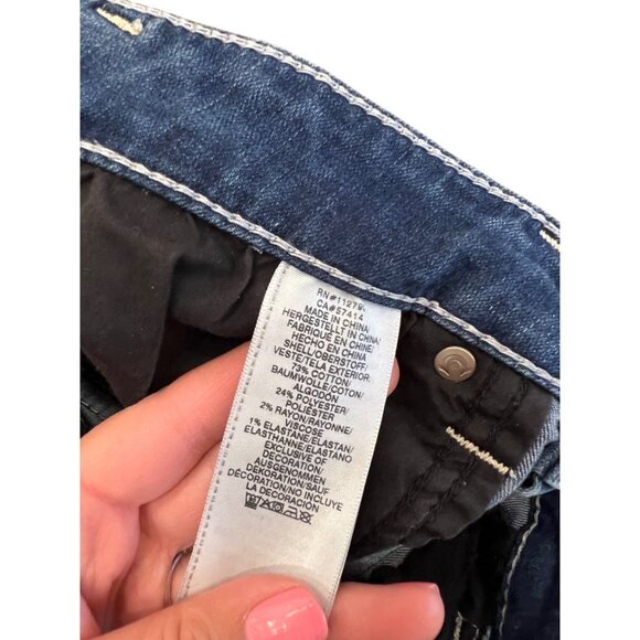 True Religion Blue Skinny Jeans Women's Size 30 Distressed Hem Medium Wash Denim - Picture 9 of 9